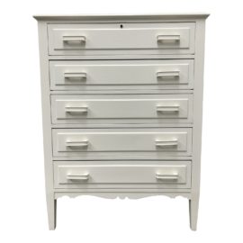 Vintage Five Drawer White Dresser