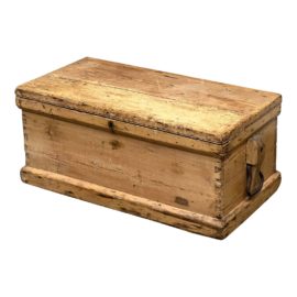 Vintage Pine Trunk With Cast Iron Handles