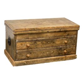 Vintage Pine Two Drawer Trunk + Brass Handles
