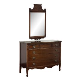 Vintage Mahogany Bow Front Dresser + Attached Mirror