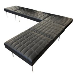 Geiger Furniture Herman Miller/BassemFellows Tuxedo Leather Museum Benches, Set of Three. Original Price: $11,000