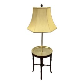 Frederick Cooper Vintage Faux Bamboo Brass Tray Side Table Floor Lamp