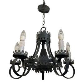 Feldman & Co. Six Light Wrought Iron Renaissance Chandelier