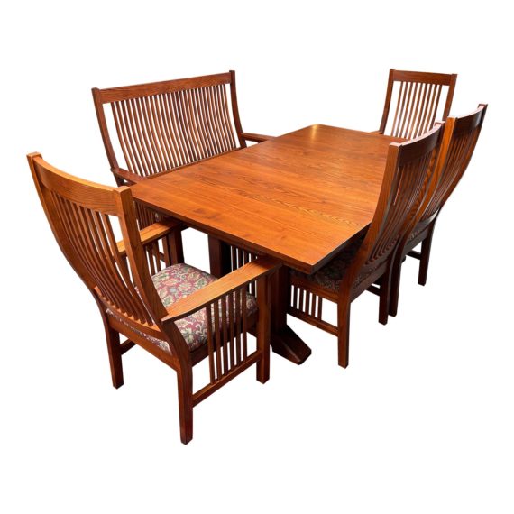 nichols-and-stone-vintage-mission-style-extension-table-seating-set-3944