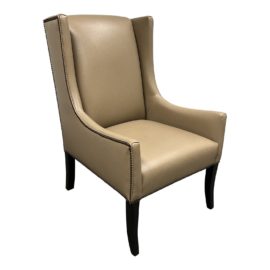 NEW Harrington Custom Leather Wingback Chair. Original Price: $1,850