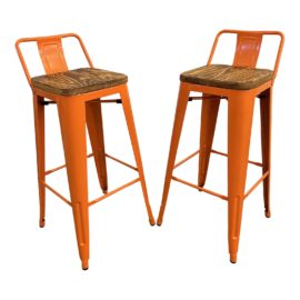 NEW Pacific Direct Metropolis Industrial Orange Barstools, a Pair