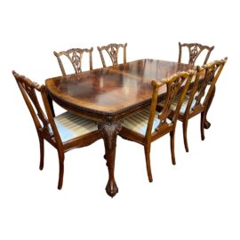Chippendale Style Extension Table + Set of Eight Chairs Set