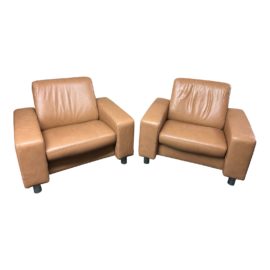 Ekornes Stressless Arion Arm Chairs, a Pair. Original Price: $4,799