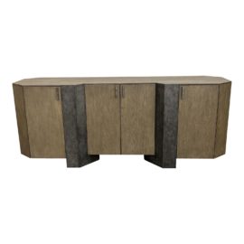 Custom Design Euforia Buffet Cerused Oak + Antique Silver Metal Buffet
