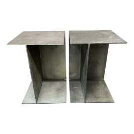 Custom Design Beam Side Tables, a Pair