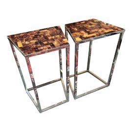 Palecek Penshell Side Tables, a Pair. Original Price: $1,700