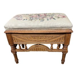 Heirloom Eastlake Needlepoint Storage Footstool