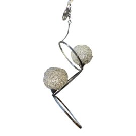 Sculptural Metal + Chrome Double Light Chandelier