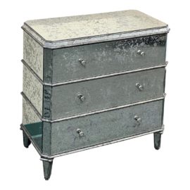 Currey & Company Antiqued Mirror 3 Drawer Chest. Original Price: $2,740