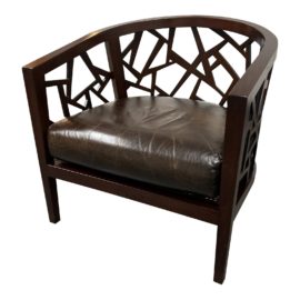 Crate and Barrel Ankara Mahogany Leather Lounge Chair