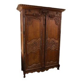 19th Century French Oak Wedding Armoire With Toile De Jouy Lining. Original Price: $13,000