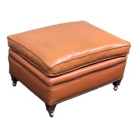 Vintage Mid Century Leather Ottoman