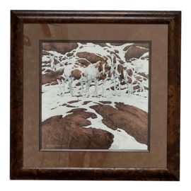 Bev Doolittle 'Pinto's in the Snow' 1978, Custom Framed