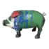Hand Crafted Colorful Swine, Reclaimed Metal Hand Painted