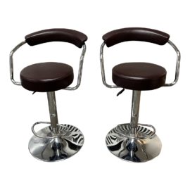 Belnick Modern Oxblood Barstools, Pair