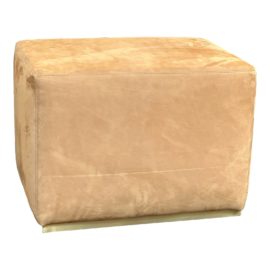 Restoration Hardware Rex Rectangular Camel Leather Ottomans + Brass Base. Original Price: $1,195