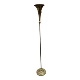 Vintage Art Deco Brass Uplight Torchiere Fluted Floor Lamp