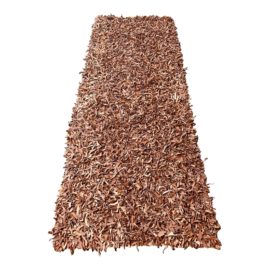 Shiv Shakti Wovel Leather Accent Runner - 4′ × 10′9″