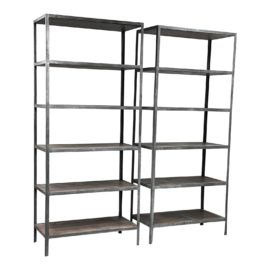 Restoration Hardware Industrial Bookshelves, a Pair. Original Price: $4,800