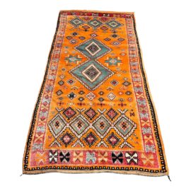 Vintage Moroccan Diamond Handwoven Rug - 4′10″ × 9′7″