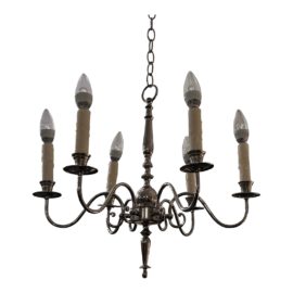 Kendall Wilkinson Six Light Simple Classic Dutch Design Chrome Chandelier