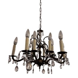 Kendall Wilkinson + Antique Brass Twelve Light Crystal Chandelier