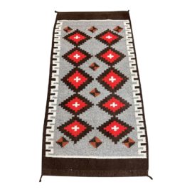 Vintage Native America Navajo Red Diamond Rug - 2′7″ × 5′