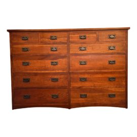 Bent Wood Twelve Drawer Mission Dresser