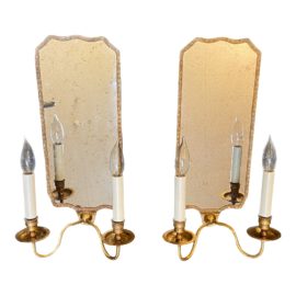 Vaughan Swedish Giltwood Double Sconces, a Pair
