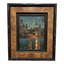 Daryl Millard's Beach Shack Tikis in Bamboo Frame, Signed + Numbered. Original Price: $920