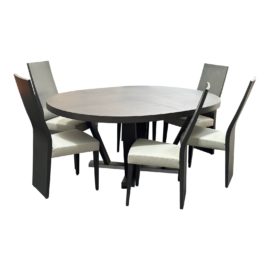 NEW Potocco s.p.a. Mauro Lipparini Aura Extension Table + Grey Oak Loop Chairs, Set of Six. Original Price: $10,680