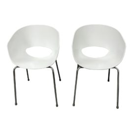 Sintesi Orbit Large Retro White Chairs - a Pair