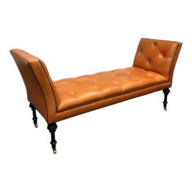Cisco Brothers Custom Faux Leather Orange Bench