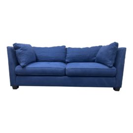 Cisco Brothers Custom Upholstered Blue Linen Sofa