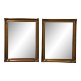Vintage Gold Finish Frame Wall Mirrors, a Pair