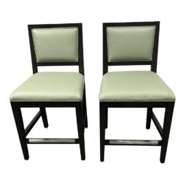 Duralee + Kendall Wilkinson Leather + Ikat Counter Stools, a Pair. Original Price: $1,433
