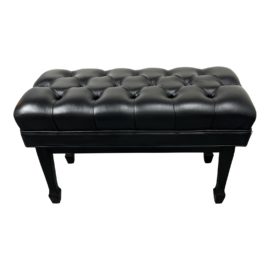 Jansen Black Leather Tufted Piano Bench