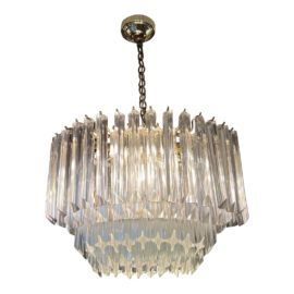 Vintage 1980's Crystal Waterfall Chandelier