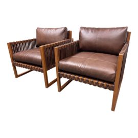 NEW Palecek Commodore Lounge Chairs, a Pair. Original Price: $11,850