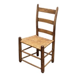 1960s Pine & Basketweave Mid Century Side Chair