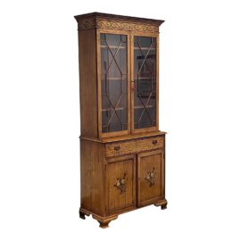 English Traditional Reproduction Satinwood China Display Cabinet. Original Price: $5,462