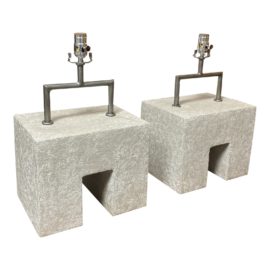 NEW Palecek Rollins Stonecast Table Lamps, a Pair. Original Price: $2,514