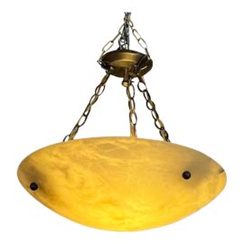 Basic Source Alabaster Dome Three Light Semi Flushmount Pendant