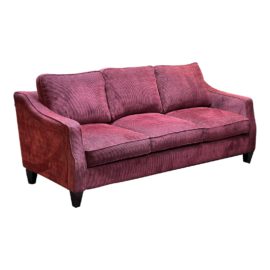 La-Z-Boy Slope Arm Merlot Ribbed Sofa