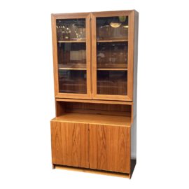 Scandinavian Teak Two Piece Display Cabinet